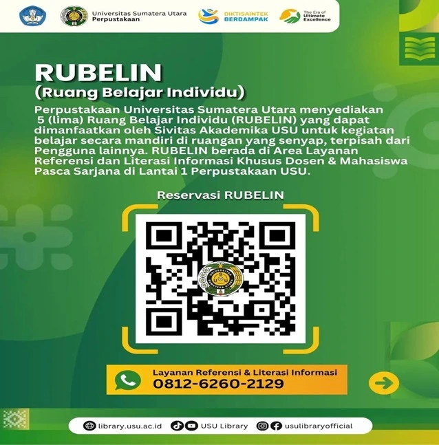 Rubelin (Ruang Belajar Individu) di Perpustakaan USU